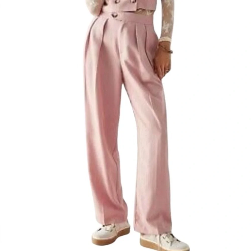 Free People Gabbie Pleated Trouser in Rose- Size 0